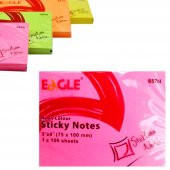Eagle 75x100 mm Neon Renk Sticky Yapışkanlı Not Kağıdı 100 Yaprak (657N) 4 Adet - 2
