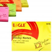 Eagle 75x100 mm Neon Renk Sticky Yapışkanlı Not Kağıdı 100 Yaprak (657N) 4 Adet - 3
