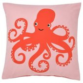 Ahtapot Desenli Kırlent Kılıfı MeridyenDukkan Pembe 50x50 cm Desenli Kırlent - 1