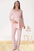 Mecit 5015 Bayan Hamile Lohusa Pudra Dantelli Pijama Takımı - 3