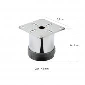 Mobilya Ayağı Metal 6 cm Alttan Ayarlı 42 mm Krom Ayak - 2