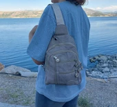 Fiyra bb1 Vizon Renk Krinkıl Kumaş Beş Bölmeli  Body Bag Bayan Çanta - 3