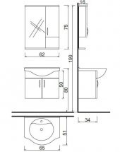 Denko Akyazı 65 cm Aynalı Banyo Dolabı Üst Modül - 4
