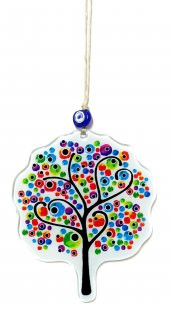 Hayat Ağacı Nazar Boncuklu Ağaç Modelli Cam Duvar Süsü thumbnail 2