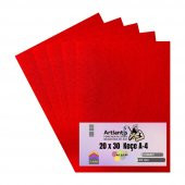 Kırmızı Keçe A4 2 mm 20x30 cm 5 li 1 Paket Okul Kreş Etkinlik - 1