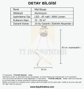 TT Aydınlatma TT315-BY  2Halka Modeli Mat Beyaz Led Avize - 4