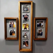 Ahşap 3'lü Dikdörtgen Tasarım Fotoğraf Çerçevesi - 1