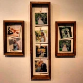 Ahşap 3'lü Dikdörtgen Tasarım Fotoğraf Çerçevesi - 2