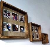 Ahşap 3lü Kare Dekoratif Çerçeve - 3