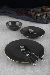 Aryıldız Aryıldız Saten Black Gold 18 Parça Yemek Set - 1
