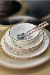 Tulü Porselen Reaktif Krem 6 Kişilik 24 Parça Yemek Takımı - 1