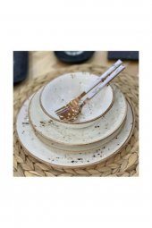 Tulü Porselen Reaktif Krem 6 Kişilik 24 Parça Yemek Takımı - 2