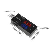 USB Akım Ölçer Çift USB Çıkışlı Voltmetre Ampermetre Ölçüm Aleti - 6