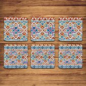 Doğal Taş Bardak Altlığı 6lı Telli Model D (Boho Tema) - 1