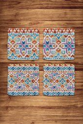 Doğal Taş Bardak Altlığı 4lü Model- Boho - 1