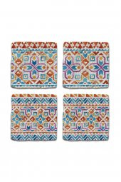 Doğal Taş Bardak Altlığı 4lü Model- Boho - 2