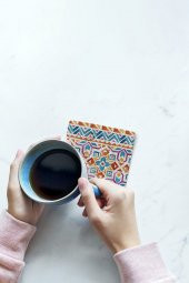 Doğal Taş Bardak Altlığı 4lü Model- Boho - 4