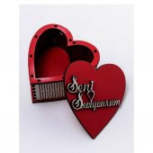 Seni Seviyorum Yazılı Ahşap Süs ve Hediye Kutusu - 2