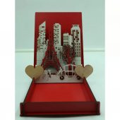 Aşkım Yazılı İçi Figürlü Ahşap Kutu - 2