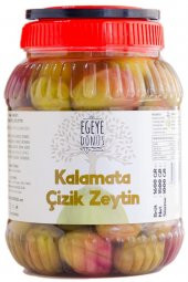 Ev Yapımı Geleneksel Kalamata İri Boy Yeşil Çizik Zeytin Palamut - 1 Kg. (Sadece Tuz ve Su İçerir) - 1