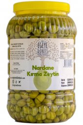 Ev Yapımı Geleneksel Nardane Mini Boy Yeşil Kırma Zeytin - 2 Kg (Naturel Salamura Tuz ve Su İçerir) - 1