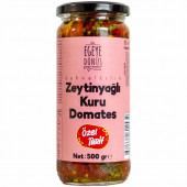 Ev Yapımı Naturel Sızma Zeytinyağlı Bilye Dağ Kekikli Kahvaltılık Kuru Domates Cam Kavanoz-500 Gr. - 1