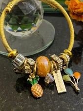 Aksesuar Çarşısı Ananas Ve Balon Detaylı Charm Bileklik Gold - 2