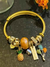 Aksesuar Çarşısı Ananas Ve Balon Detaylı Charm Bileklik Gold - 3