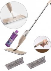 Özel Parfüm Hediyeli Büyük Hazneli Mikrofiber Spreyli Mop Toplam 2 Adet Paspasla Islak Kuru Temizlik - 1