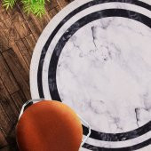 Dijital Mermer Baskı Püsküllü Yuvarlak Kaymaz Taban Halı - 1