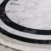 Dijital Mermer Baskı Püsküllü Yuvarlak Kaymaz Taban Halı - 2