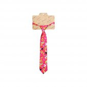Kuş Desenli Çocuk Kravat Pembe - 1