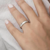 4 mm Bombeli Klasik Düz Rodyum Kaplama Tek Gümüş Alyans Yüzük thumbnail 6