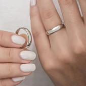 4 mm Bombeli Klasik Düz Rodyum Kaplama Tek Gümüş Alyans Yüzük thumbnail 11