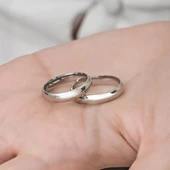 4 mm Bombeli Klasik Düz Rodyum Kaplama Tek Gümüş Alyans Yüzük thumbnail 12