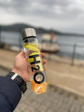 H2O Baskılı Cam Matara 400 ml. - 1