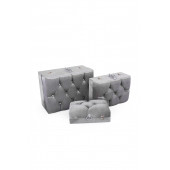 Mdf Gelin Nişandüğün Çeyiz Sandığı 3lü Kare Çanta Seti Gri thumbnail 1