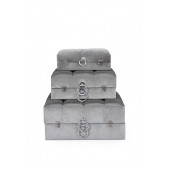 Mdf Gelin Nişandüğün Çeyiz Sandığı 3lü Kare Çanta Seti Gri thumbnail 2