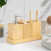 Porsima 76144 Standlı 3'lü Bambu Banyo Seti - 1