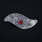 Altı Yapraklı Yeşil Taşlı Toka - 1