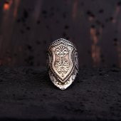 Nurun Ala Nur Yazılı Şüca Siyah Zirkon Modeli Gümüş Erkek Yüzük Z2869 - 2