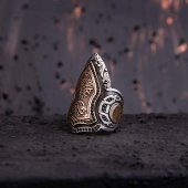 Nurun Ala Nur Yazılı Şüca Siyah Zirkon Modeli Gümüş Erkek Yüzük Z2869 - 3