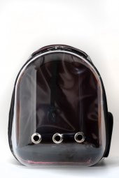 Şeffaf Astronot Kedi Köpek Taşıma Çantası 42x22x33 Cm Lugan BORDO - 1