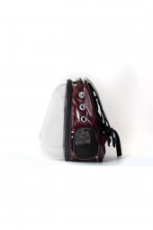 Şeffaf Astronot Kedi Köpek Taşıma Çantası 42x22x33 Cm Lugan BORDO - 3
