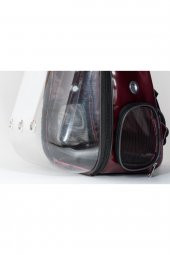 Şeffaf Astronot Kedi Köpek Taşıma Çantası 42x22x33 Cm Lugan BORDO - 7