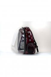 Şeffaf Astronot Kedi Köpek Taşıma Çantası 42x22x33 Cm Lugan BORDO - 8