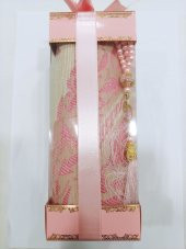 HEDİYELİK KUTULU SECCADE LÜKS OSMANLI İPEK-PEMBE-İNCİ 99 TESBİHLİ - 1