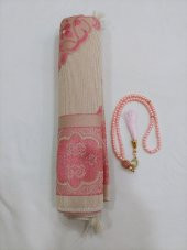 HEDİYELİK KUTULU SECCADE LÜKS OSMANLI İPEK-PEMBE-İNCİ 99 TESBİHLİ - 3