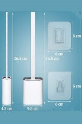 Beyaz Klozet Fırçası Silikonlu Banyo Tuvalet Fırçası Ve Tutucu Seti Beyaz - 2