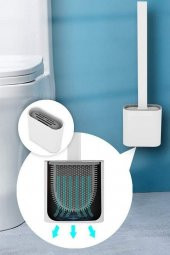 Beyaz Klozet Fırçası Silikonlu Banyo Tuvalet Fırçası Ve Tutucu Seti Beyaz - 4